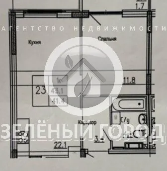1-комнатная квартира 43 кв.м. Гурьевск г., Лазурная ул., 3
