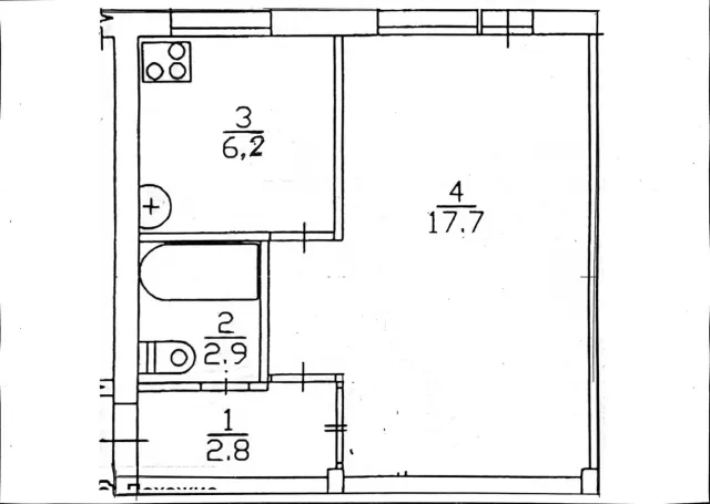 1-комнатная квартира 29.6 кв.м. Зеленоградск г., Сибирякова ул., 25