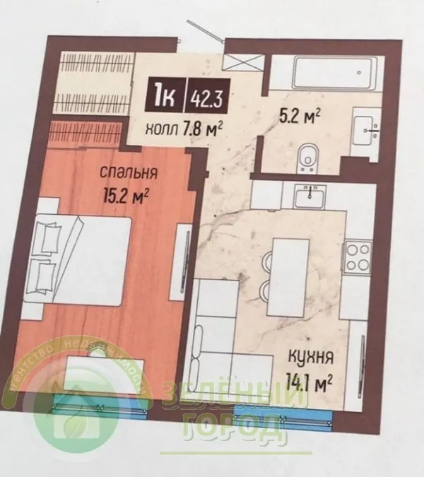 1-комнатная квартира 42.3 кв.м. Светлогорск г., Дачная ул., 6, к 2 (фото 21 из 21)