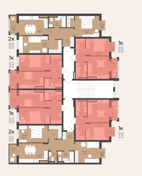 1-комнатная квартира 34.5 кв.м. Вишневое п., Центральная ул., 1, к 1 (фото 3 из 6)