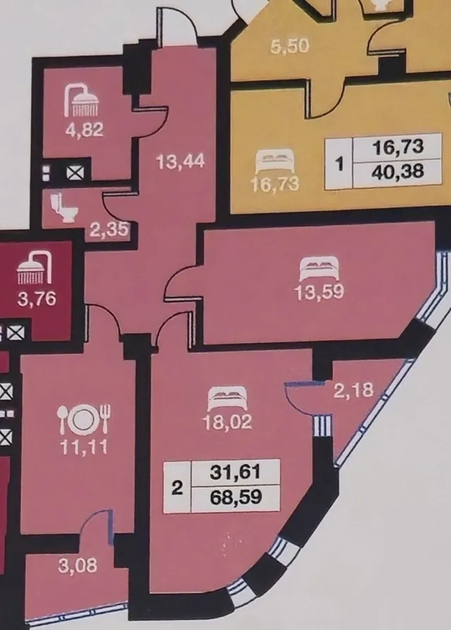 2-комнатная квартира 70.2 кв.м. Калининград г., Гайдара ул., 90 (фото 24 из 24)