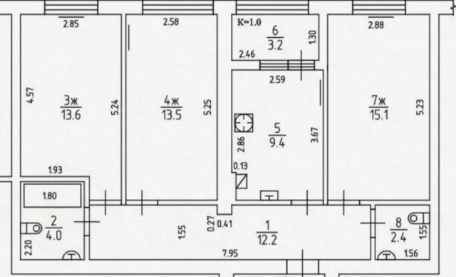 3-комнатная квартира 73 кв. м посёлок Невское, Гурьевская улица,18